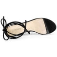 thumbnail image 3 of BLISSFUL STEP Women's Shoes Clear Strap Lace Up Open Toe Chunky Heel Dress Sandals Black 6, 3 of 7