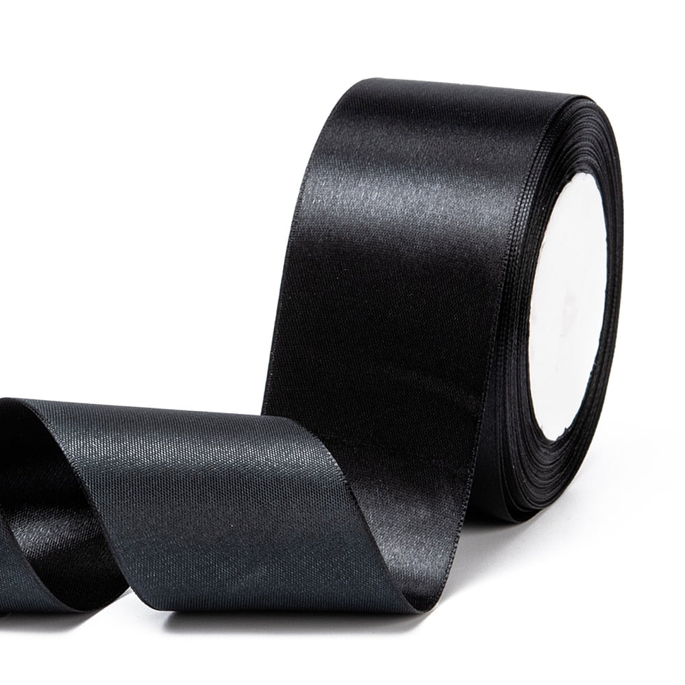 Single Face Satin Ribbon Polyester Ribbon Black 2 inch(50mm) about 25yards/roll(22.86m/roll) 100yards/group(91.44m/group) 4rolls/group