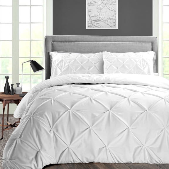 SGI Bedding 100% Egyptian Cotton 3PC Pinch Duvet Cover King White