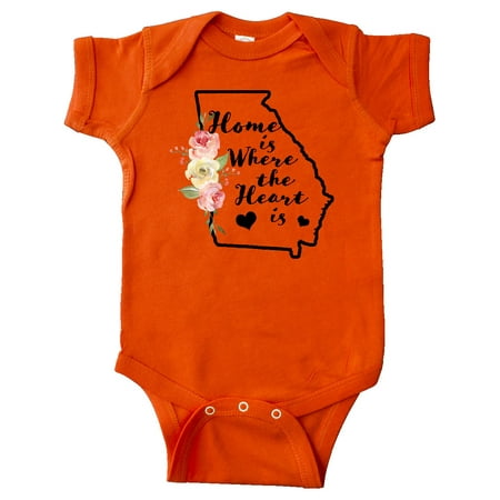 

Inktastic Georgia Home Where the Heart is with Watercolor Floral Gift Baby Boy or Baby Girl Bodysuit