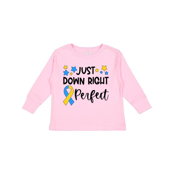 Inktastic Just Down Right Perfect Down Syndrome Awareness Ribbon Boys or Girls Long Sleeve Toddler T-Shirt