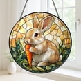 Easter Bunny Stained Glass Style Suncatcher, Rabbit Eating Carrot ...