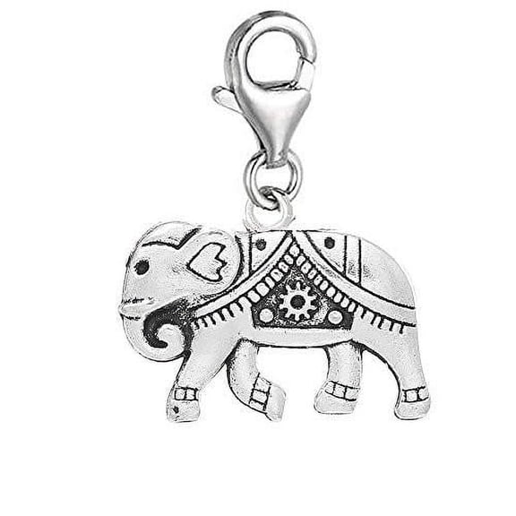 Sexy Sparkles Clip on Circus Elephant Dangle Pendant for European Clip on Charm Jewelry with Lobster Clasp - Zinc Metal Alloy, 1 Charm