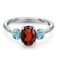 thumbnail image 3 of Gem Stone King 2.50 Ct Oval Red Garnet Blue Zircon 925 Sterling Silver Ring, 3 of 6