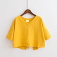 thumbnail image 2 of Camisetas de color sólido para mujer, camisetas de manga corta de verano 2024, tops sexis con escote en V y espalda descubierta, camisetas casuales holgadas para mujer, 2 of 4
