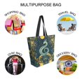 thumbnail image 7 of FORMRS Womens Canvas Tote Bag with Zipper Inner Pocket Shoulder Handbag, Green Celestial Serpent, 7 of 7