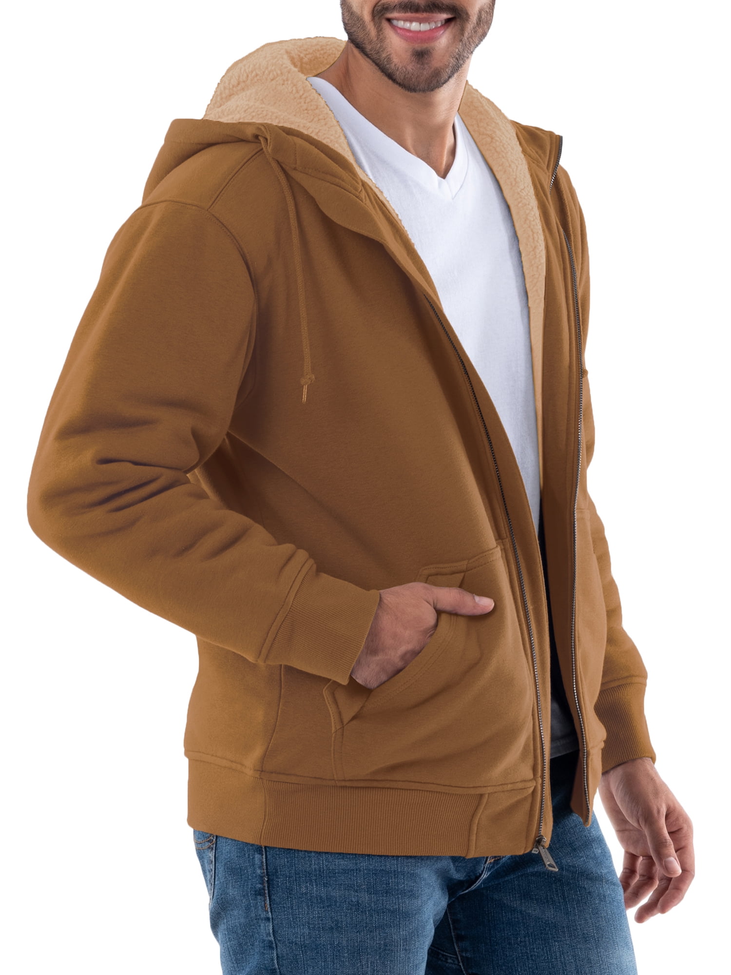 Wrangler Workwear Men's & Big Men's Full Zip Sherpa Lined Hooded Sweatshirt,  Sizes S-5XL 