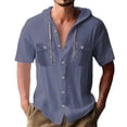 thumbnail image 1 of 2025 Cardigan à Capuche Décontracté en Lin pour Hommes - Manches Courtes, Coupe Ample, 1 of 4