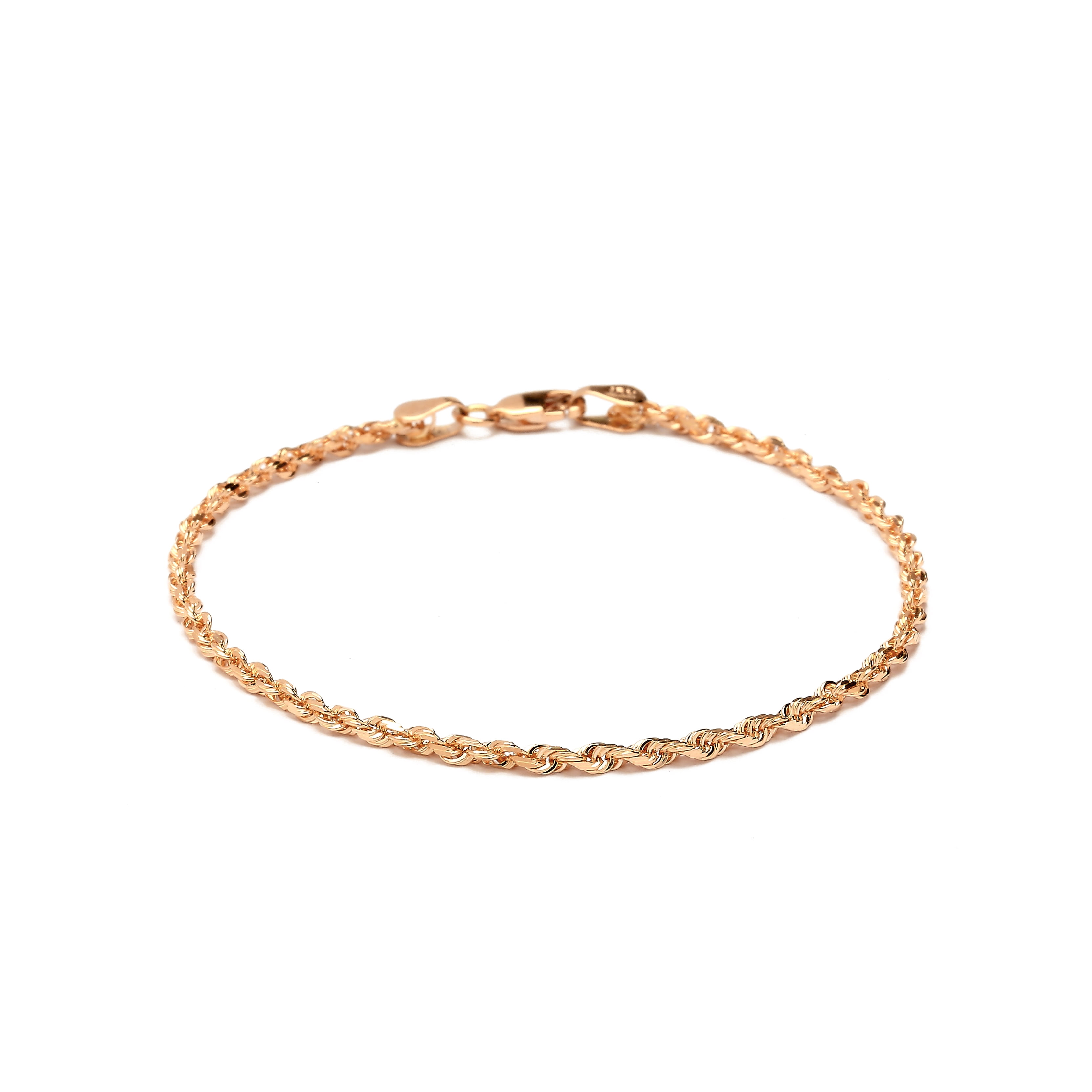 Jewelry Adviser Bracelets 14k Tri-color Circle /& Oval 9in with 1in ext Anklet Length 10