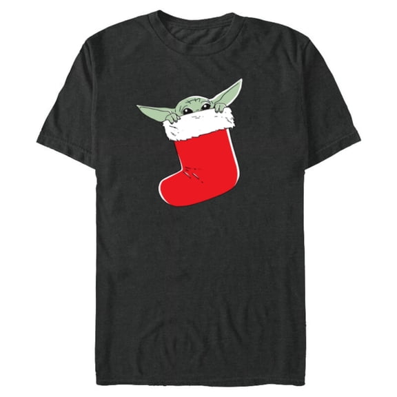 Star Wars The Mandalorian Grogu Christmas Holiday Stocking - Short Sleeve Blended T-Shirt for Adults - Customized-Dark Heather