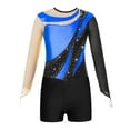 thumbnail image 5 of Lejafay Kids Girls Mesh Long Sleeve Gymnastics Leotards with Athletic Shorts Sets Biketard Dance Royal Blue&Black 12, 5 of 7