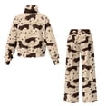thumbnail image 5 of SCRAWLGOD Dachshund Paw Coffee Bean Print Beige Women's 2 Piece Outfits Casual Pullover Sweatshirt Wide Leg Lounge Set Trendy Sweatsuit Turtleneck Lounge Set for Casual Wear, XS, 5 of 7