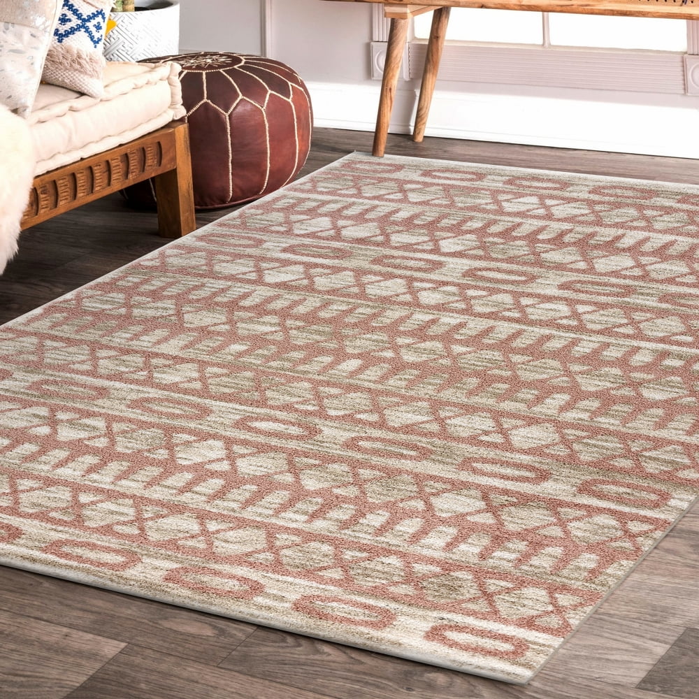 LR Home Intricate Blush / Ivory Ethnic 8x10 Geometric Area Rug