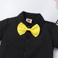 thumbnail image 4 of IBTOM CASTLE Toddler Little Boys Mouse Cosplay Costume Gentleman Necktie Shirt+Suspender+Short Pants+Headband 4pcs Birthday Outfit 2-3 Years Black - Yellow Bowtie, 4 of 8