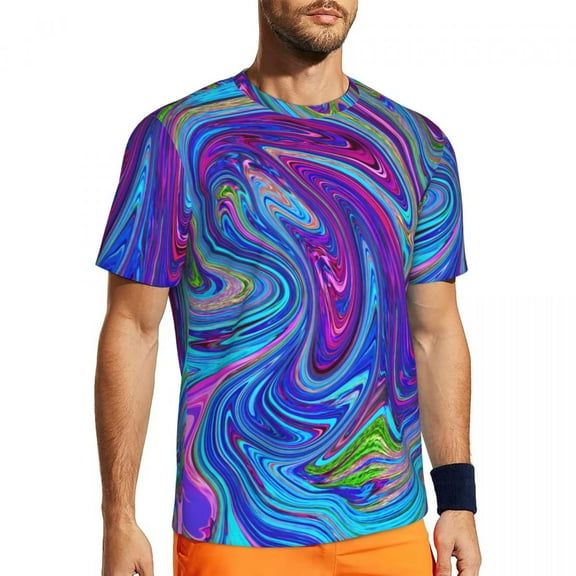 T Shirt For Men Pink And Purple Swirls Gym Beach Abstract Retro Art Vintage Fashion Tshirt For Mens