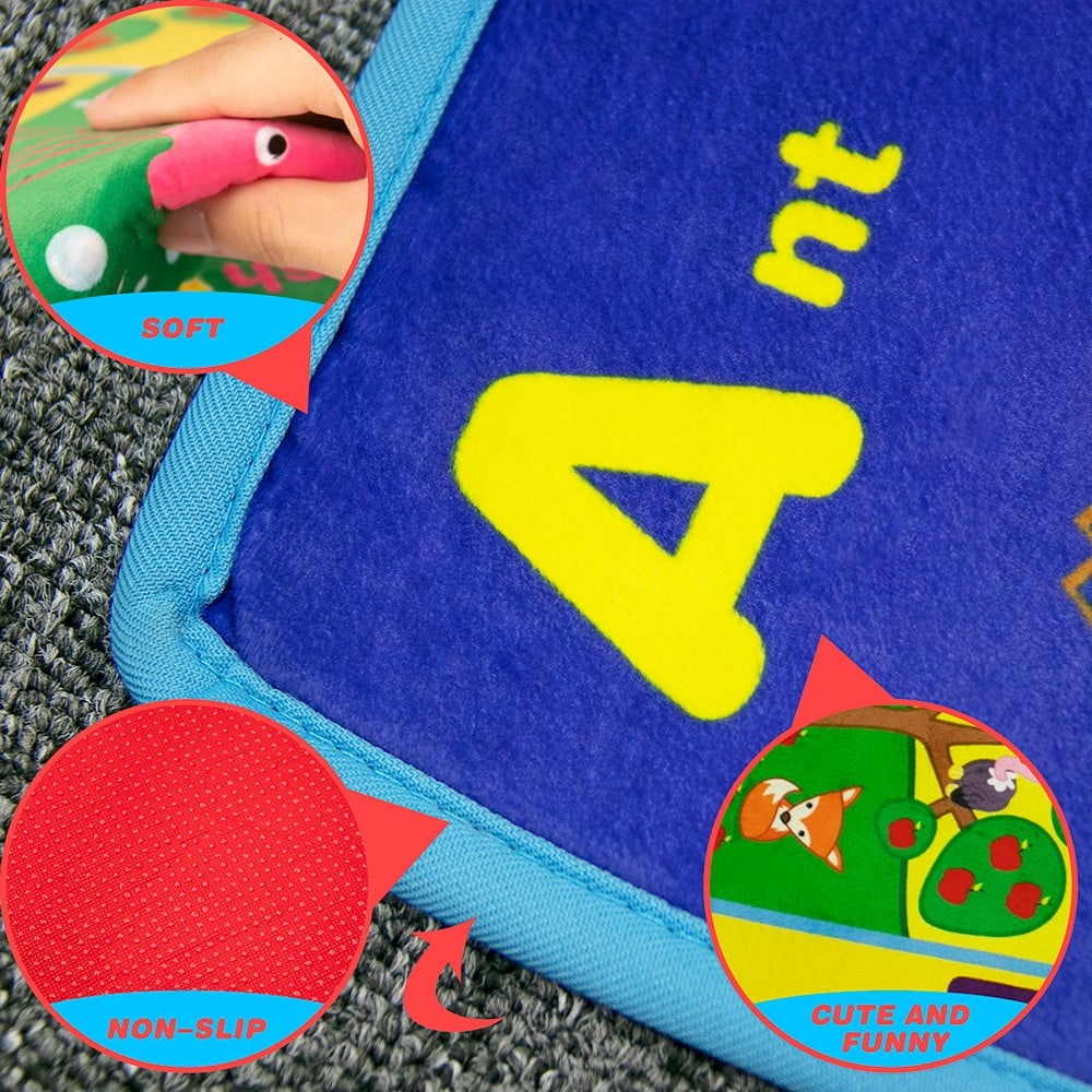 beetoy Baby Play Mats for Floor Crawling Mat Baby Play Rug Foldable Non-Slip Thick Plush Surface Animal Alphabet Play Mat for Baby (59 * 44 Inch, 6mm)
