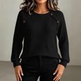 thumbnail image 7 of Xdegoge Womens Crewneck Ribbed Sweater Long Sleeve Pullover Tops with Button Shoulder Details Casual Fall Winter Knit Elegant Basic Fitted Knitwear, 7 of 7