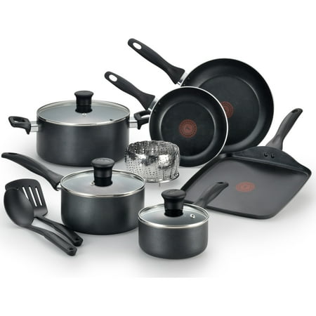 T-fal, Easy Care Nonstick 12 Pc. Cookware Set, Thermo-Spot, Dishwasher Safe, Black, (Best Induction Cookware Set)