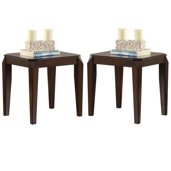 Home Square 2-Piece Furniture Square End Table Set in Walnut