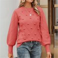 thumbnail image 6 of Red Sweatshirt for Women's Solid Color Hairball Sweater Loose Long Sleeved Crew Neck Pullover Sweater Women Fall Clothes, 6 of 6