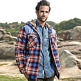 thumbnail image 2 of Camisas de franela para hombre, camisas gruesas y cálidas de algodón, chaquetas de polar a cuadros, 2 of 5