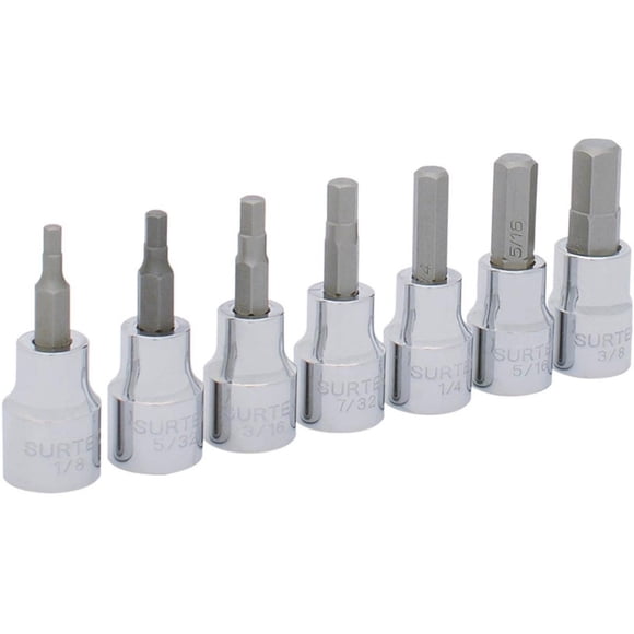 Juego De 7 Dados Punta Hexagonal En Pulgadas 1/4in Surtek SURTEK F51H00