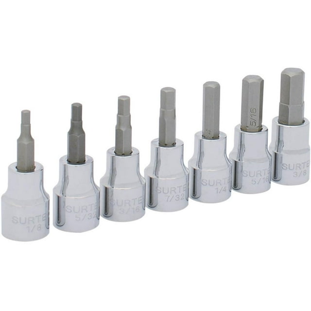 Juego De 7 Dados Punta Hexagonal En Pulgadas 1/4in Surtek Surtek F51H00
