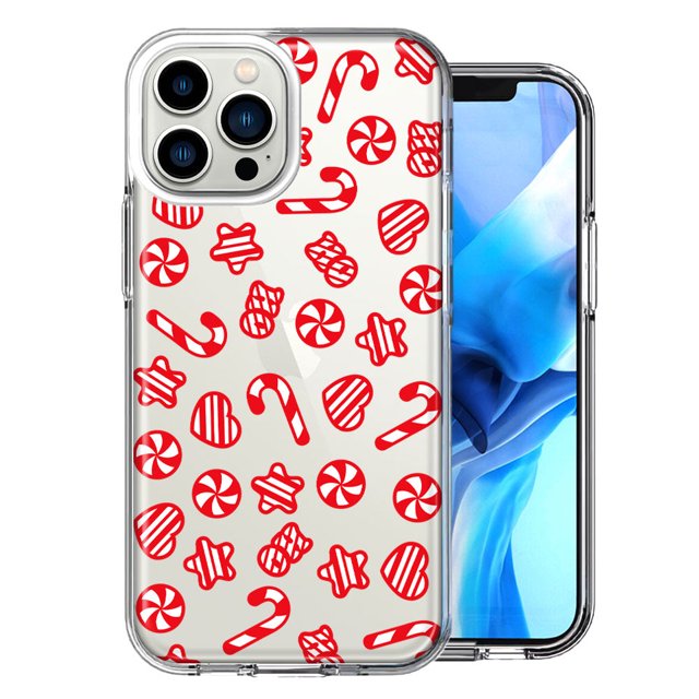 MUNDAZE Étui pour Apple iPhone 15 Pro Max Étui Rigide Mince Hybride TPU Souple Antichoc Protection Robuste - Noël Hiver Rouge Blanc Design Bonbons Tourbillons Canne à Sucre