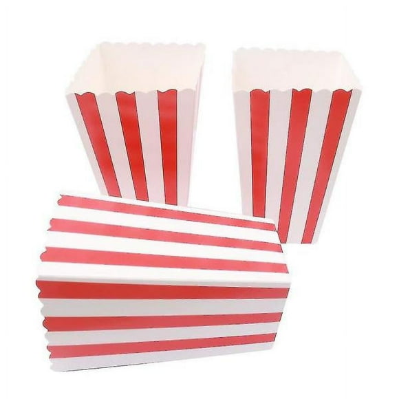 50 Pcs Popcorn Bags Small Popcorn Boxes Striped Paper Popcorn Boxes Cardboard Candy Containers for Parties Candy Kids
