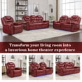 thumbnail image 3 of DeeHome Home Theater Seating Manual Recliner Chair with Center Console and LED Light Strip for Living Room, Wind Red, 3 of 9