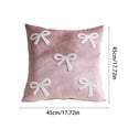 thumbnail image 2 of Luxury Velvet Bow Throw Pillow Covers 18x18 - Elegant Bow Decor Pillowcases, Romantic Valentine’s Day Decorations for Cozy Sofa, Bed & Room Accents, Plush Cushion Covers for Home Decor (Blue), 2 of 6