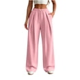 thumbnail image 3 of Sweatpants Women Ndbuld Women's Casual Drawstring Solid Color Elastic Waist Sporty Front Pleated Straight-leg Sweatpants Pink XL, 3 of 8