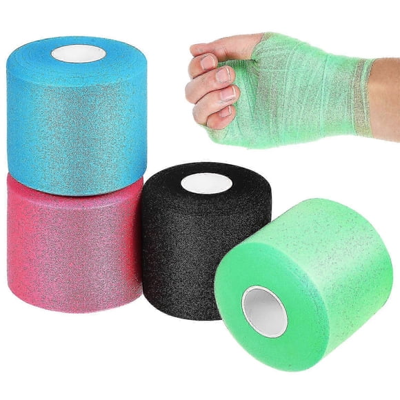 4 Rolls Pre Wrap Tapes Athletic Baseball Wrist Tape Athletic Tape Pre Wrap Sports Pre Wrap For Hair Soccer