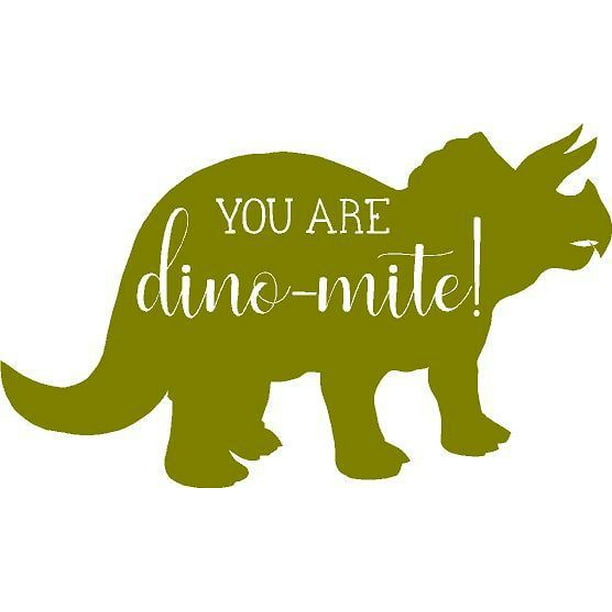 Triceratops Dinosaur Wall Decal "You are dinomite" Quote for Bedroom