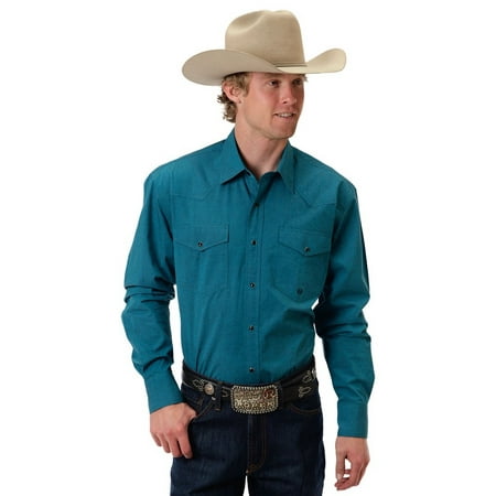 - Roper Western Shirt Mens Pointed Pocket L/S Green 03-001-0265-0665 GR