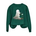 thumbnail image 4 of Plus Size Halloween T Shirts for Women Funny Cute Long Sleeve Graphic Tees Casual Loose Pullover Tops Fall Clothes Black, L, 4 of 6