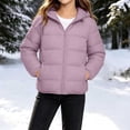thumbnail image 2 of Kids Hooded Zip up Padded Coat Long Sleeve Warm Winter Jacket with Pockets, Solid Casual Outerwear for Boys Girls Purple, 2 of 8
