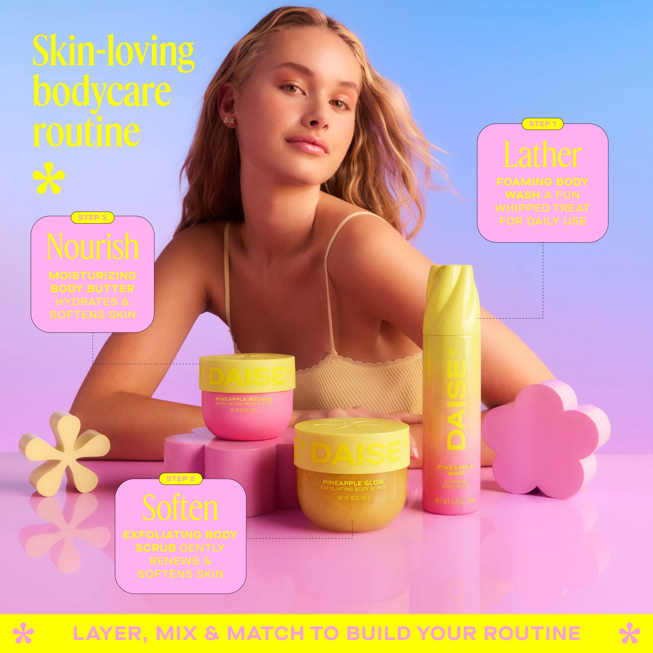 DAISE Exfoliating Body Scrub in Pineapple Glow for Soft Glowing Skin, 510 g