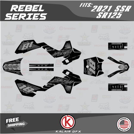 Kalair GFX Graphics Kit for Ssr SR70 SR110 and SR125 (2021+) (2021+) Rebel Series Kalair GFX Graphics Kit for Ssr SR70 SR110 and SR125 (2021+) (2021+) Rebel Series