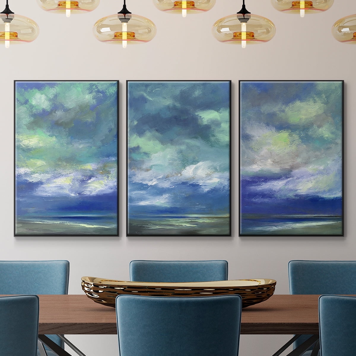 Island Dusk - Framed Premium Gallery Wrapped Canvas L Frame 3 Piece Set - Ready to Hang
