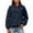 Navy, variant on Kawaii Clothes Women's Solid Sweatshirt Ladies' Fashionable And Casual Solid Color Round Neck Long Sleeved Pocket Sweatshirt And Hoodie