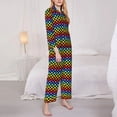 thumbnail image 3 of Fotbe Rainbow Chequerboard Conjunto de Pijama de Manga Larga para Mujer con Estampado, Ropa de Dormir de 2 Piezas, Conjunto de Casa Suave y Cómodo con Bolsillos-Small, 3 of 7