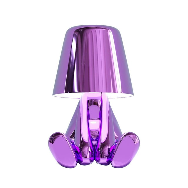 Lámpara de mesa LED con diseño de hombrecito dorado, control táctil, regulable, creativa lámpara de escritorio de resina de hierro, lámpara de noche (color Mr-WHAT)