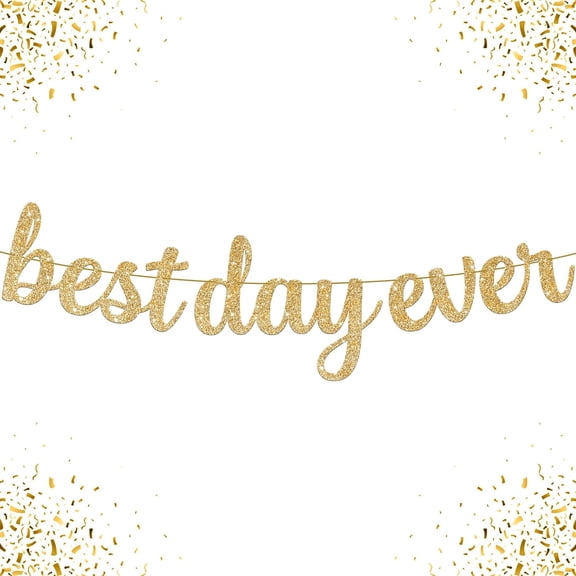 Gold Glitter Best Day Ever Banner - 10 Feet, No DIY | Best Day Ever Sign Grad Banner, Graduation Decorations 2025 | Congratulations Banners, Graduation Party Decorations