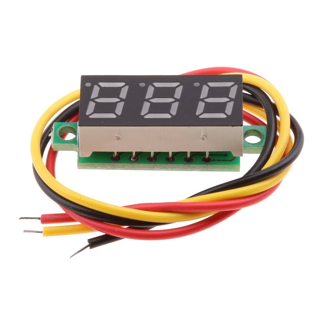 10pcs 0.28 pouces trois fils 0-100V affichage numérique rouge voltmètre cc  compteur de tension réglable