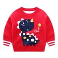 thumbnail image 2 of Godderr Toddler Kids Boys Pullover Sweaters Baby Knitted Sweater Round Neck Sweaters, Long Dinosaur Print Loose Knitted Pullovers for 1-7 Years, 2 of 7