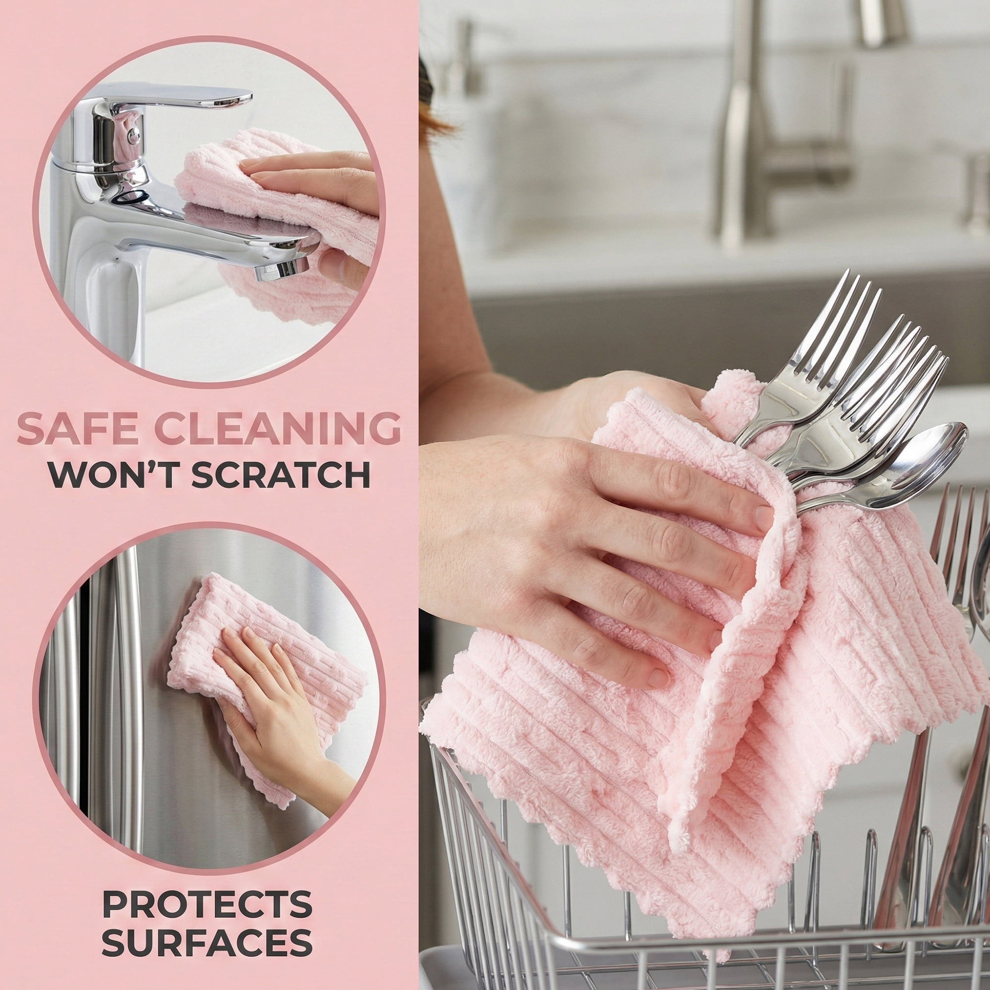 Unique Bargains 3pcs Microfiber Streak Free Magic Glass Cloths Pink 12" x 12"