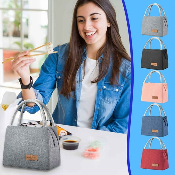 Under $5,Insulated Lunch Bags for Women,Insulated Portable Reusable Lunch Bag,Lunch Tote Box Bag for Work School Travel,Gray
