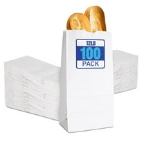 Stock Your Home 12 Lb White Paper Bags (100 Count) - Eco Friendly White Lunch Bags - White Paper Bags for Packing Lunch & Snacks - Blank White Lunch Bags Paper for Arts & Crafts Projects