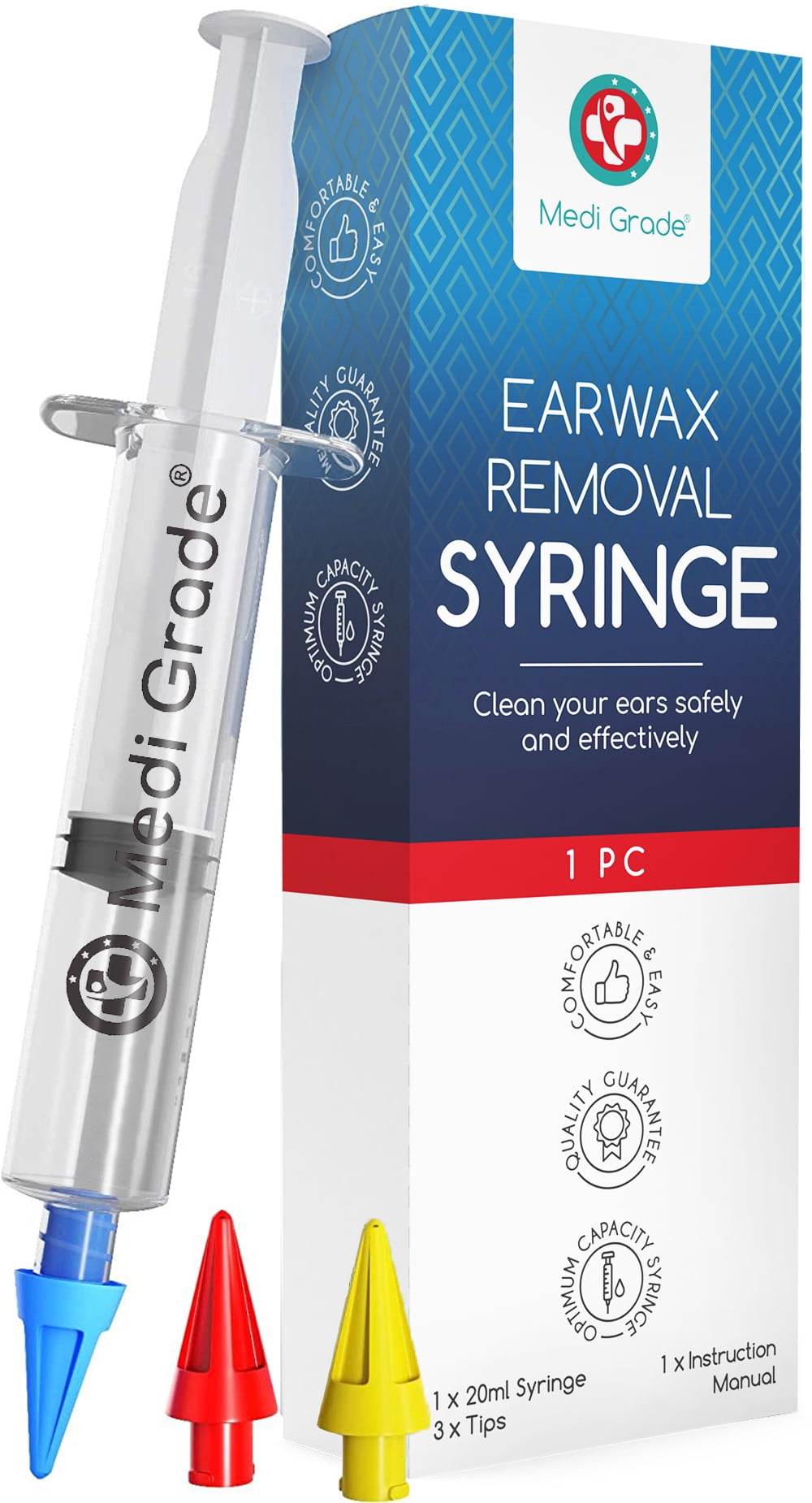 Medi Grade Ear Wax Removal Kit, Ear Syringe Ear Cleaner with 3 Quad